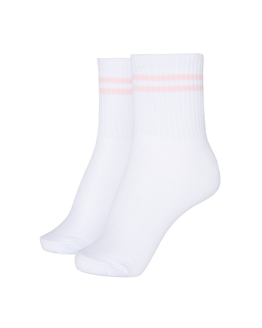 Жіночі шкарпетки Stimma середні білі з рожевою смужкою, фото 1