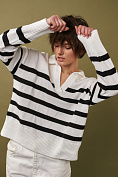 Жіночий светр поло Stimma Полонія, колір - Молочно-чорний