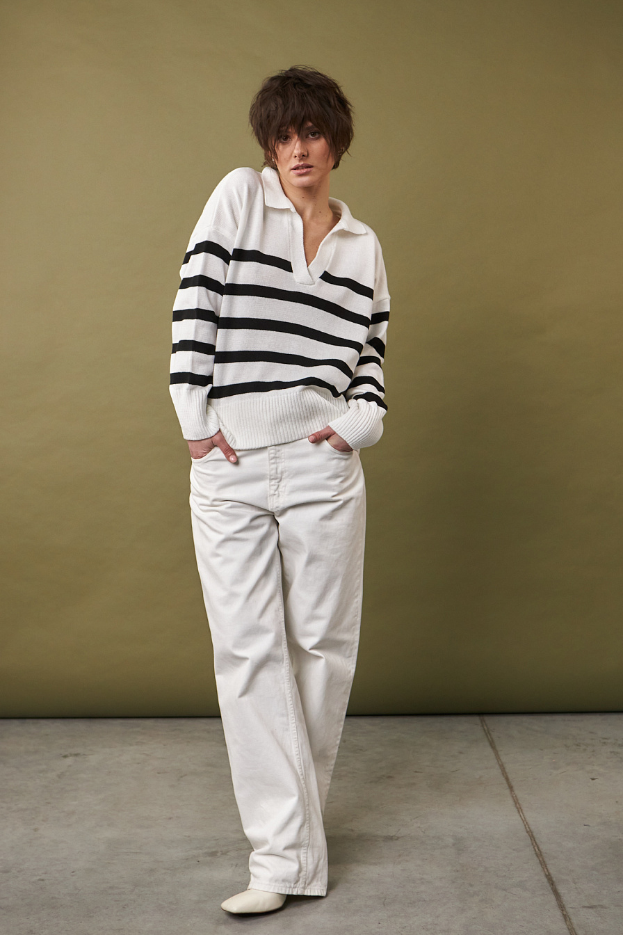 Жіночий светр поло Stimma Полонія, колір - Молочно-чорний