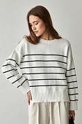 Жіночий светр Stimma Смугані , колір - Молочний/Чорна смужка
