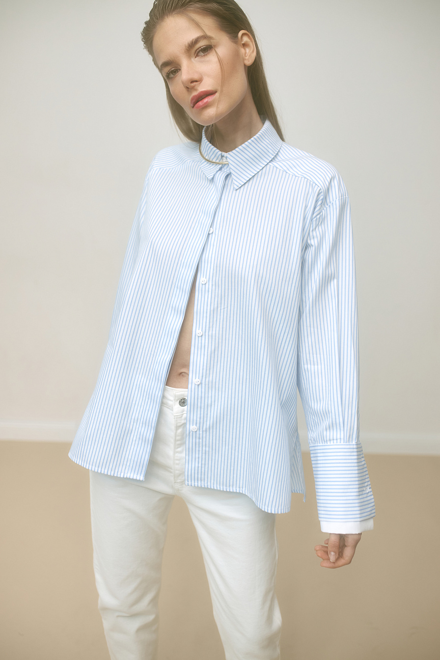Женская рубашка Stimma Ларель, цвет - Белая широкая полоска