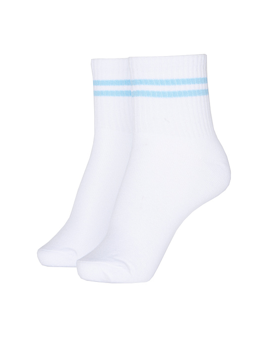 Жіночі шкарпетки Stimma середні білі з блакитною смужкою, колір - блакитний