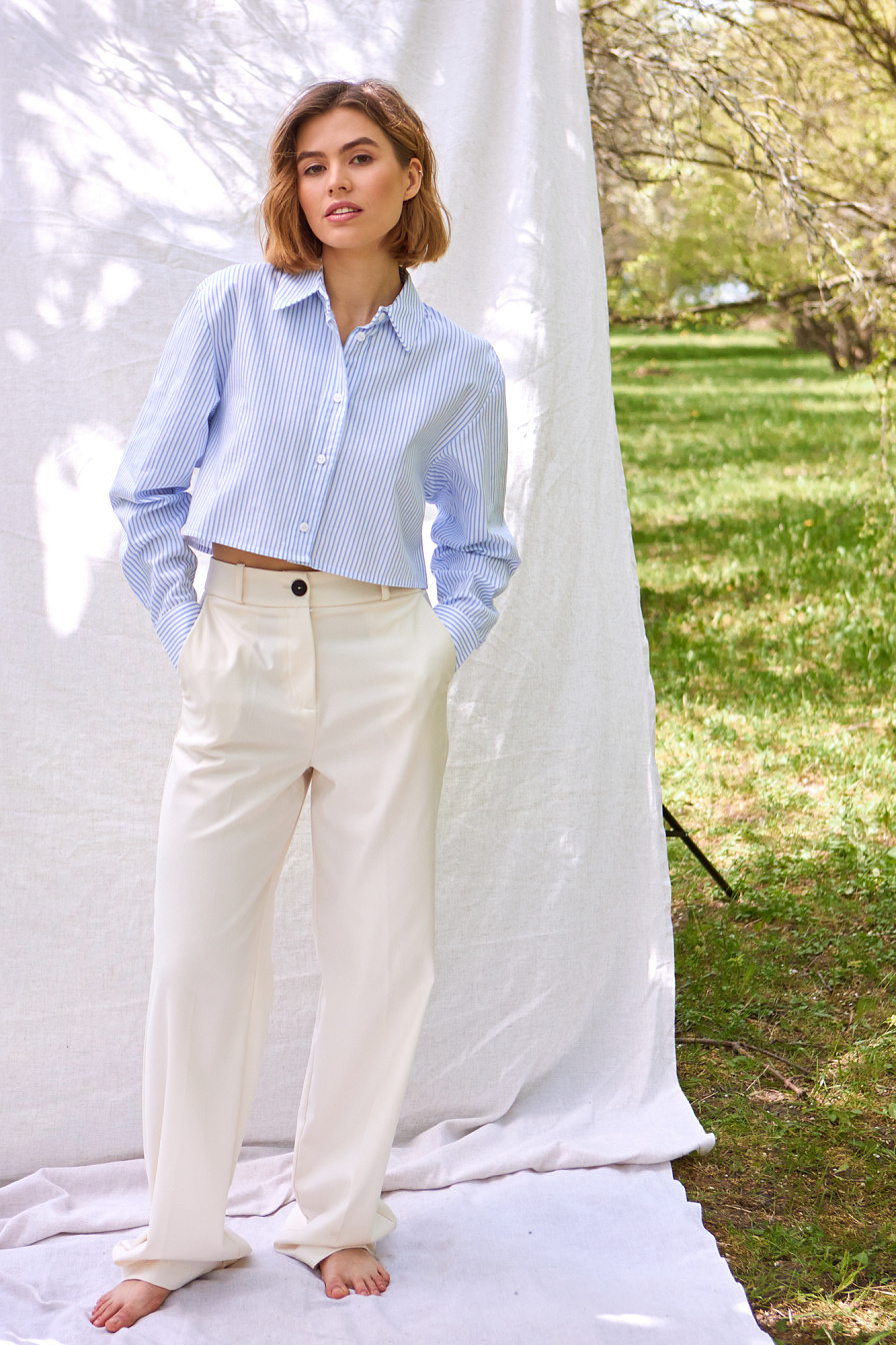 Жіноча сорочка Stimma Кертіс, колір - Блакитний тонка смужка