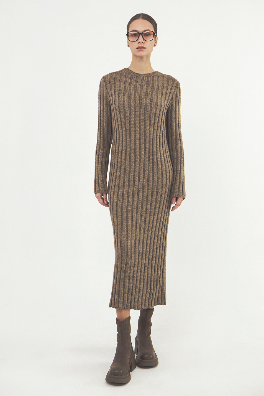 Женское вязаное платье Stimma Ноудл, цвет - темно бежевый