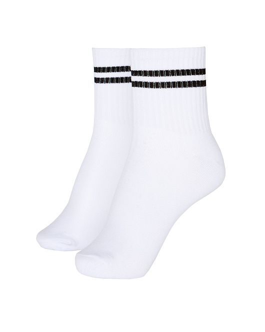 Жіночі шкарпетки Stimma середні білі з чорною смужкою, фото 1
