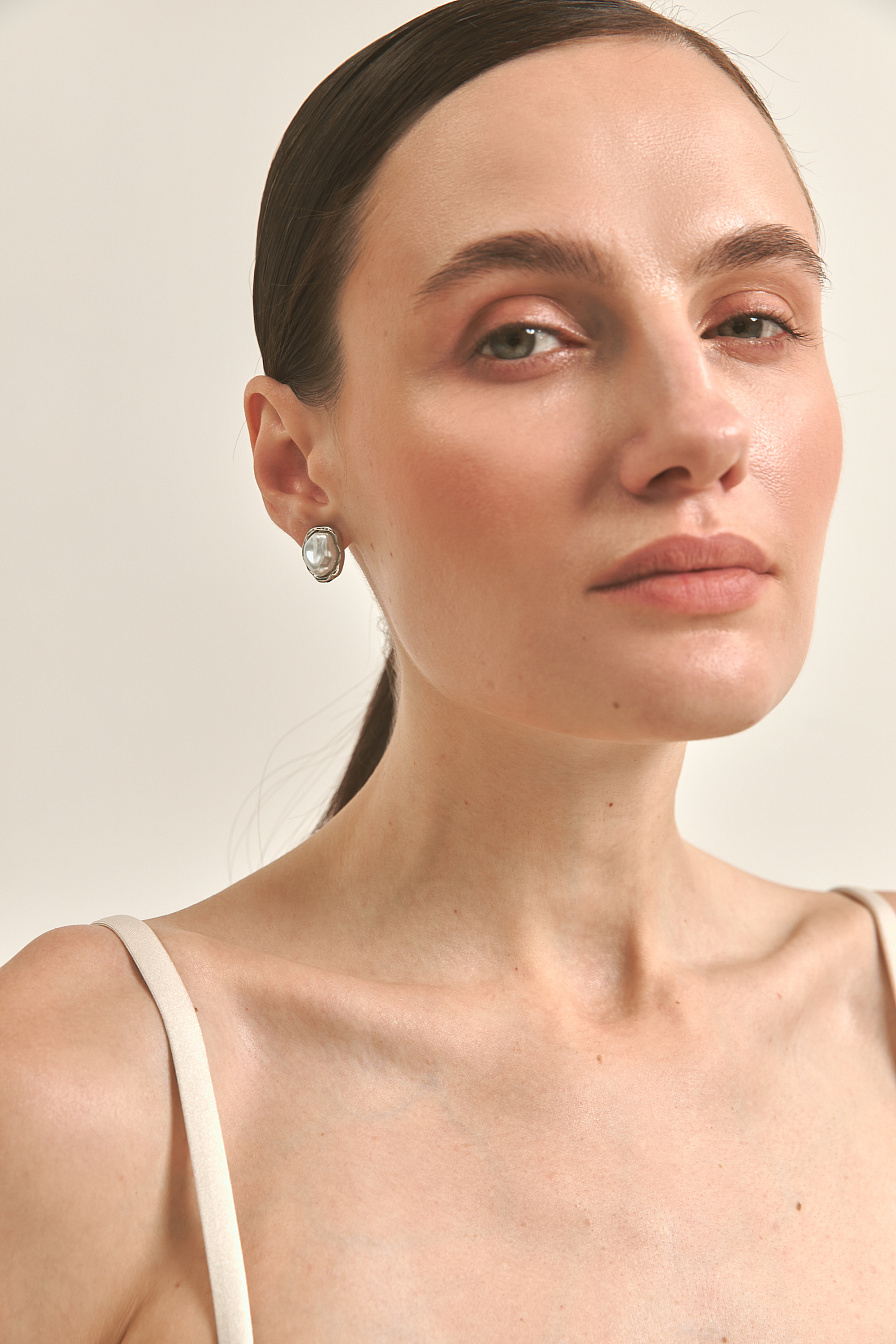 Жіночі сережки Stimma Веном 25 Овальні з імітацією перлів, фото 1 