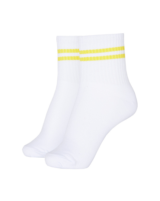 Жіночі шкарпетки Stimma середні білі з жовтою смужкою, фото 1